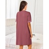 Ekouaer Women Zipper Robe Short Sleeves Housecoat Bathrobes Zip Up Robe(Purple Gray Red)
