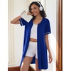 Ekouaer Women Zipper Robe Short Sleeves Housecoat Bathrobes Zip Up Robe(Sky Blue)