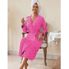 Ekouaer Womens Robes Lightweight Soft Knit Bathrobe Full Length Sleepwear(Hot Pink Leopard)