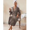 Ekouaer Womens Robes Lightweight Soft Knit Bathrobe Full Length Sleepwear(Leopard)