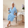 Ekouaer Womens Robes Lightweight Soft Knit Bathrobe Full Length Sleepwear(Light Blue Stars)