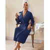 Ekouaer Womens Robes Lightweight Soft Knit Bathrobe Full Length Sleepwear(Navy Blue)