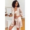 Ekouaer Women’s Satin Robes Short Silk Kimono Bath Robe with Pockets(01champagne)