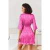 Ekouaer Women’s Satin Robes Short Silk Kimono Bath Robe with Pockets(01hot Pink Leopard)