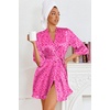 Ekouaer Women’s Satin Robes Short Silk Kimono Bath Robe with Pockets(01hot Pink Leopard)