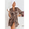 Ekouaer Women’s Satin Robes Short Silk Kimono Bath Robe with Pockets(01leopard)