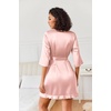 Ekouaer Women’s Satin Robes Short Silk Kimono Bath Robe with Pockets(01pastel Pink)