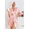 Ekouaer Women’s Satin Robes Short Silk Kimono Bath Robe with Pockets(01pastel Pink)