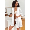 Ekouaer Women’s Satin Robes Short Silk Kimono Bath Robe with Pockets(01white)