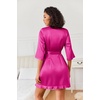 Ekouaer Women’s Satin Robes Short Silk Kimono Bath Robe with Pockets(Hot Pink)