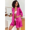 Ekouaer Women’s Satin Robes Short Silk Kimono Bath Robe with Pockets(Hot Pink)