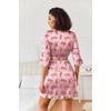 Ekouaer Women’s Satin Robes Short Silk Kimono Bath Robe with Pockets(Pink Cheetah)