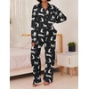 Ekouaer Womens Satin Silky Pajama Set Soft Long PJs Button Down Loungewear(B-black Leopard)