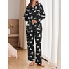 Ekouaer Womens Satin Silky Pajama Set Soft Long PJs Button Down Loungewear(B-black Leopard)