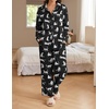 Ekouaer Womens Satin Silky Pajama Set Soft Long PJs Button Down Loungewear(B-black Leopard)