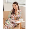 Ekouaer Womens Satin Silky Pajama Set Soft Long PJs Button Down Loungewear(B-black Panther Seed)