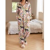 Ekouaer Womens Satin Silky Pajama Set Soft Long PJs Button Down Loungewear(B-black Panther Seed)