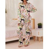 Ekouaer Womens Satin Silky Pajama Set Soft Long PJs Button Down Loungewear(B-black Panther Seed)