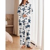 Ekouaer Womens Satin Silky Pajama Set Soft Long PJs Button Down Loungewear(B-blue Flower)