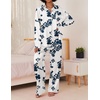 Ekouaer Womens Satin Silky Pajama Set Soft Long PJs Button Down Loungewear(B-blue Flower)