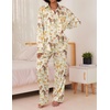 Ekouaer Womens Satin Silky Pajama Set Soft Long PJs Button Down Loungewear(B-champagne Horse)