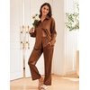 Ekouaer Womens Satin Silky Pajama Set Soft Long PJs Button Down Loungewear(Clay)