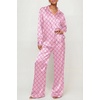 Ekouaer Womens Satin Silky Pajama Set Soft Long PJs Button Down Loungewear(C_national Pattern)