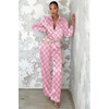 Ekouaer Womens Satin Silky Pajama Set Soft Long PJs Button Down Loungewear(C_national Pattern)