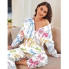 Ekouaer Womens Satin Silky Pajama Set Soft Long PJs Button Down Loungewear(Colorful Bow)
