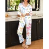 Ekouaer Womens Satin Silky Pajama Set Soft Long PJs Button Down Loungewear(Colorful Bow)