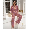 Ekouaer Womens Satin Silky Pajama Set Soft Long PJs Button Down Loungewear(C_purple Octopus)