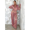 Ekouaer Womens Satin Silky Pajama Set Soft Long PJs Button Down Loungewear(C_purple Octopus)