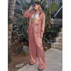 Ekouaer Womens Satin Silky Pajama Set Soft Long PJs Button Down Loungewear(C_purple Octopus)