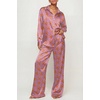 Ekouaer Womens Satin Silky Pajama Set Soft Long PJs Button Down Loungewear(C_purple Octopus)