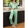 Ekouaer Womens Satin Silky Pajama Set Soft Long PJs Button Down Loungewear(Ice Green)