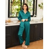 Ekouaer Womens Satin Silky Pajama Set Soft Long PJs Button Down Loungewear(Lake Green)