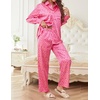 Ekouaer Womens Satin Silky Pajama Set Soft Long PJs Button Down Loungewear(Pink Leopard Print)