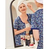 Ekouaer Zip Up Robes for Women Zipper House Coat Short Bathrobes Nightgown(Floral Dark Blue)
