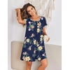 Ekouaer Zip Up Robes for Women Zipper House Coat Short Bathrobes Nightgown(Floral Navy)