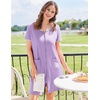Ekouaer Zip Up Robes for Women Zipper House Coat Short Bathrobes Nightgown(Lavender)