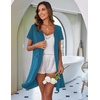 Ekouaer Zip Up Robes for Women Zipper House Coat Short Bathrobes Nightgown(Peacock Blue)