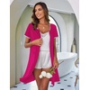Ekouaer Zip Up Robes for Women Zipper House Coat Short Bathrobes Nightgown(Rose Red)