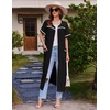 Ekouaer Zipper Robes for Women Short Sleeve Bathrobe with Pockets(Black)