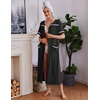 Ekouaer Zipper Robes for Women Short Sleeve Bathrobe with Pockets(Black)