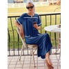 Ekouaer Zipper Robes for Women Short Sleeve Bathrobe with Pockets(Dark Blue)