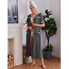 Ekouaer Zipper Robes for Women Short Sleeve Bathrobe with Pockets(Dark Gray)