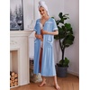 Ekouaer Zipper Robes for Women Short Sleeve Bathrobe with Pockets(Light Blue)
