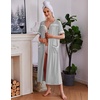 Ekouaer Zipper Robes for Women Short Sleeve Bathrobe with Pockets(Light Grey)