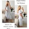 Ekouaer Zipper Robes for Women Short Sleeve Bathrobe with Pockets(Light Grey)