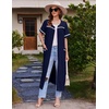 Ekouaer Zipper Robes for Women Short Sleeve Bathrobe with Pockets(Navy Blue)